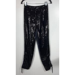 NWT Tibi The Sequin Pant Navy Black Combo Wool Jogger Trouser 0 / XS